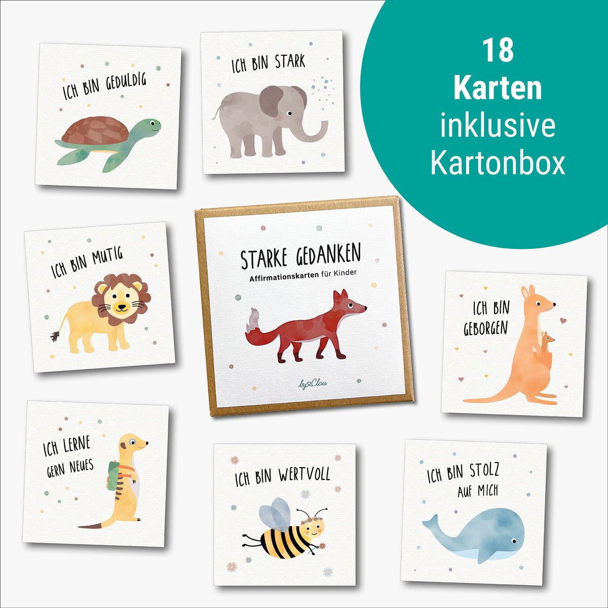 Affirmationskarten für Kinder illustriert byClou
