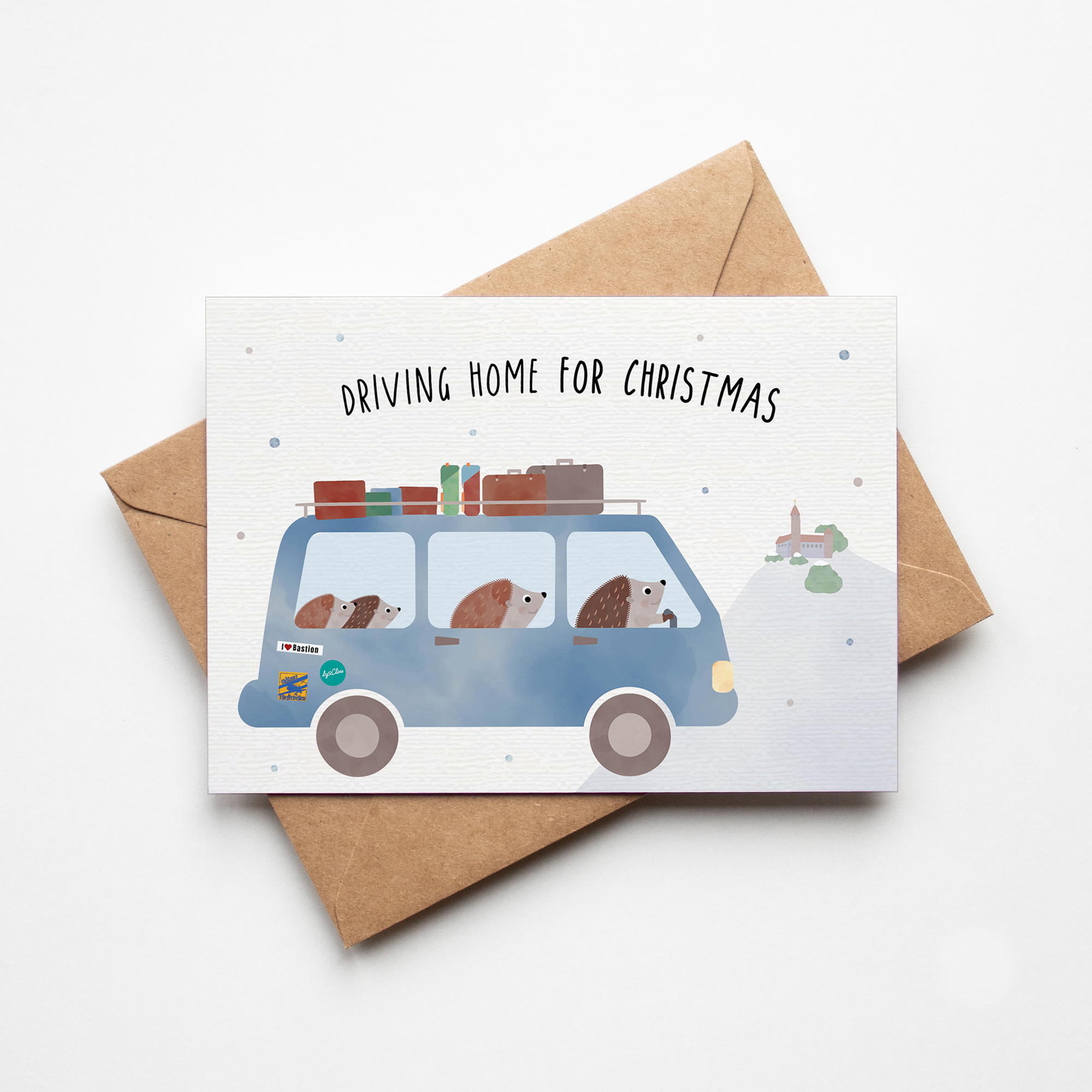 Postkarte - Heimatliebe Bus "Driving home for Christmas"