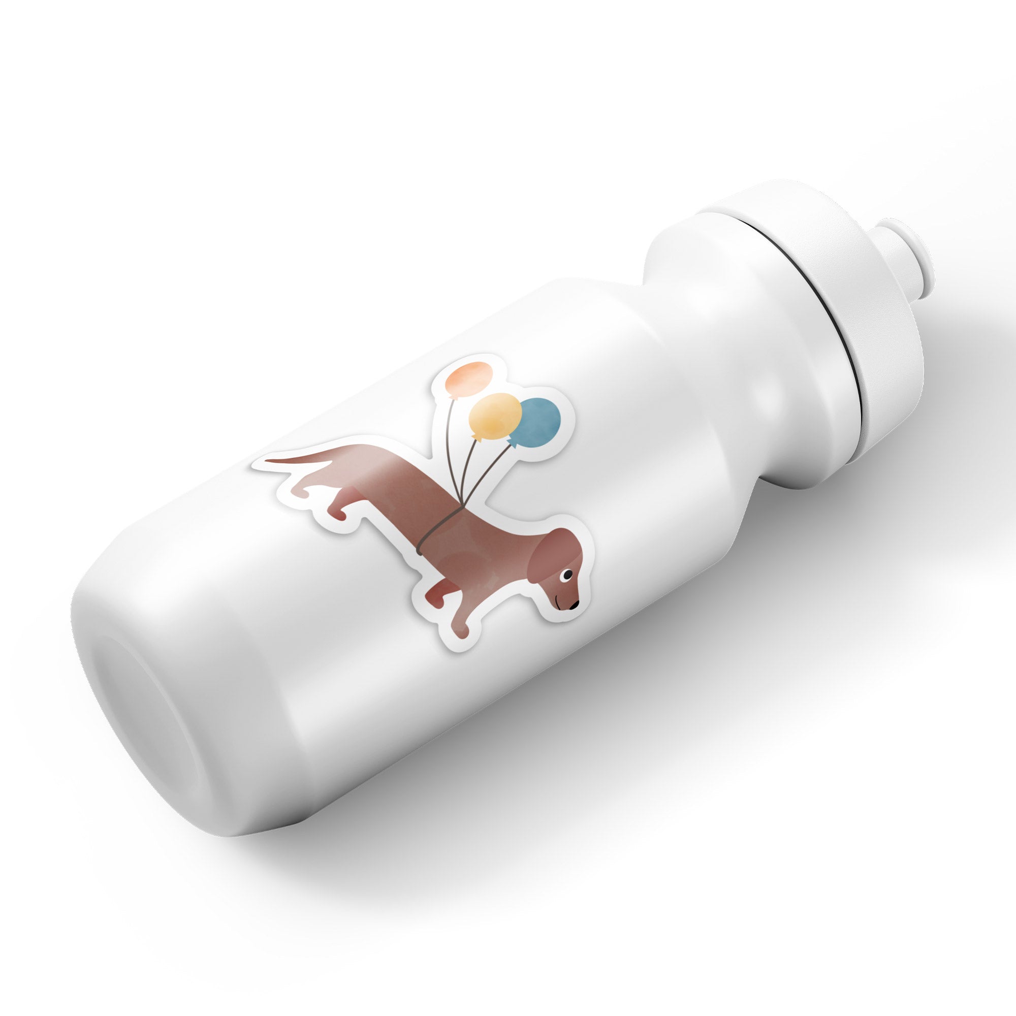 Süßer Dackel-Sticker mit Schwimmring, wasser- und spülmaschinenfest – perfekt für Trinkflaschen, Brotboxen und Co. Verspieltes Design von byClou für kleine Hundefans