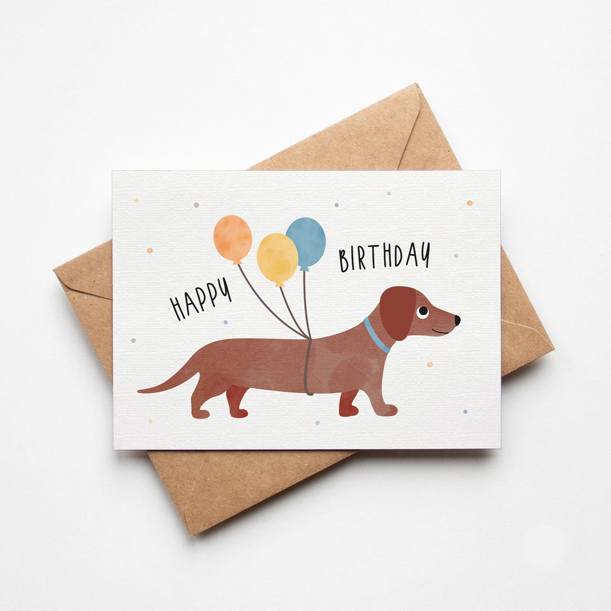 Grußkarte Dackel Happy Birthday illustriert byClou