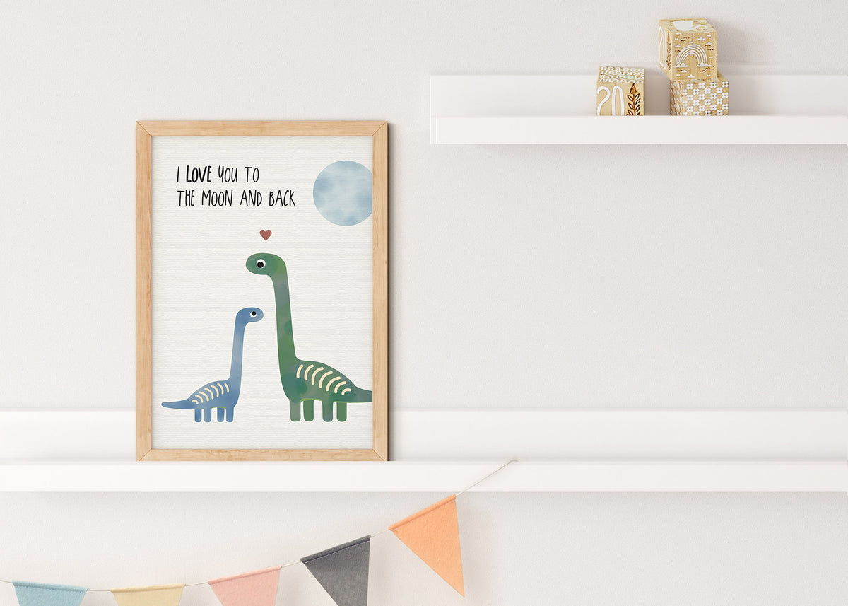 Poster Dino Love you to the moon illustriert Kinderzimmer byClou