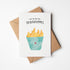 Grußkarte mit der Illustration einer Portion Pommes frites und dem Text „I love you more than Freibadpommes“ auf hellem Hintergrund