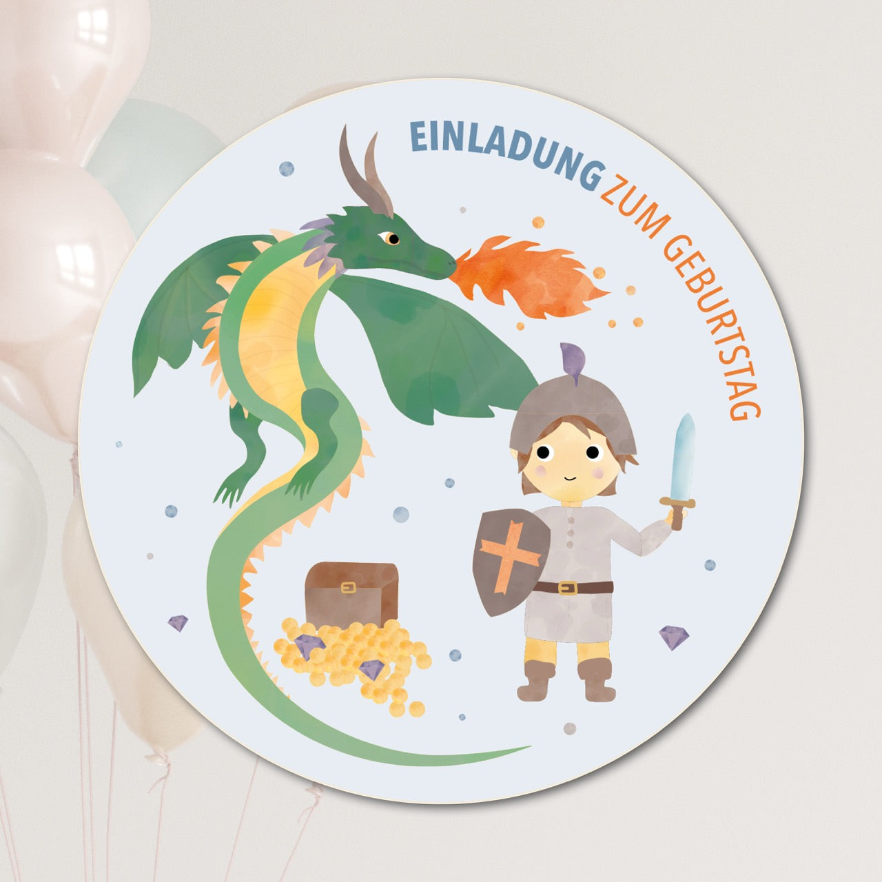 Geburtstagseinladung Ritter&Drachen Kindergeburtstag zum Ausfüllen byClou