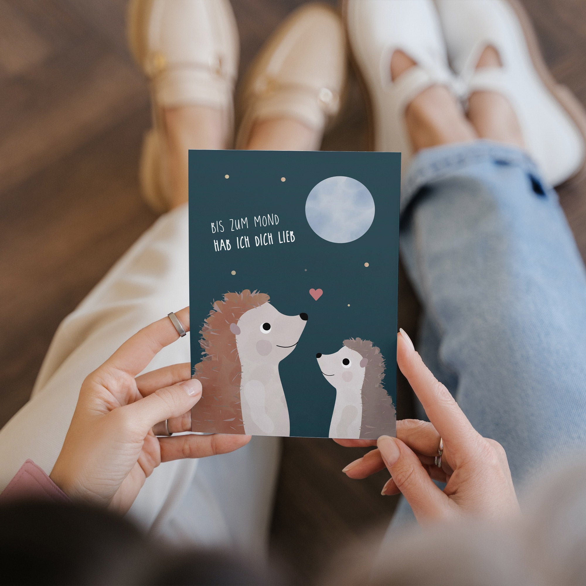 Karte - Igel "Bis zum Mond hab ich dich Lieb"
