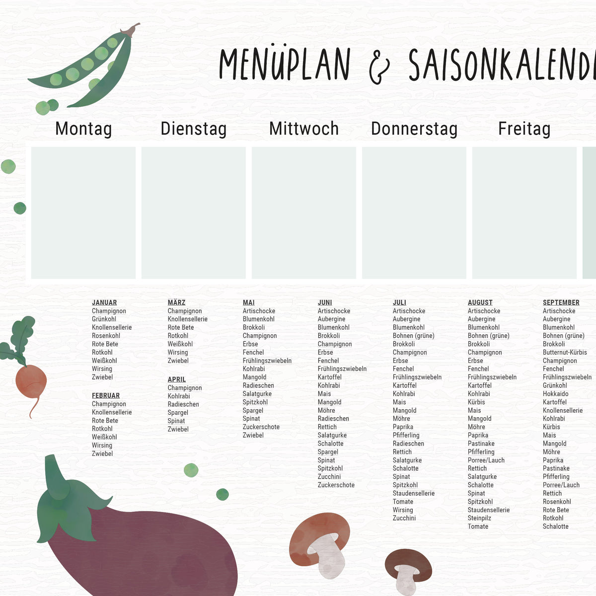Menüplaner magnetisch abwischbar illustriert byClou