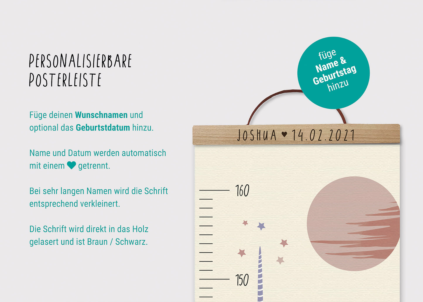 Messlatte für Kinder / Einhorn / personalisiert