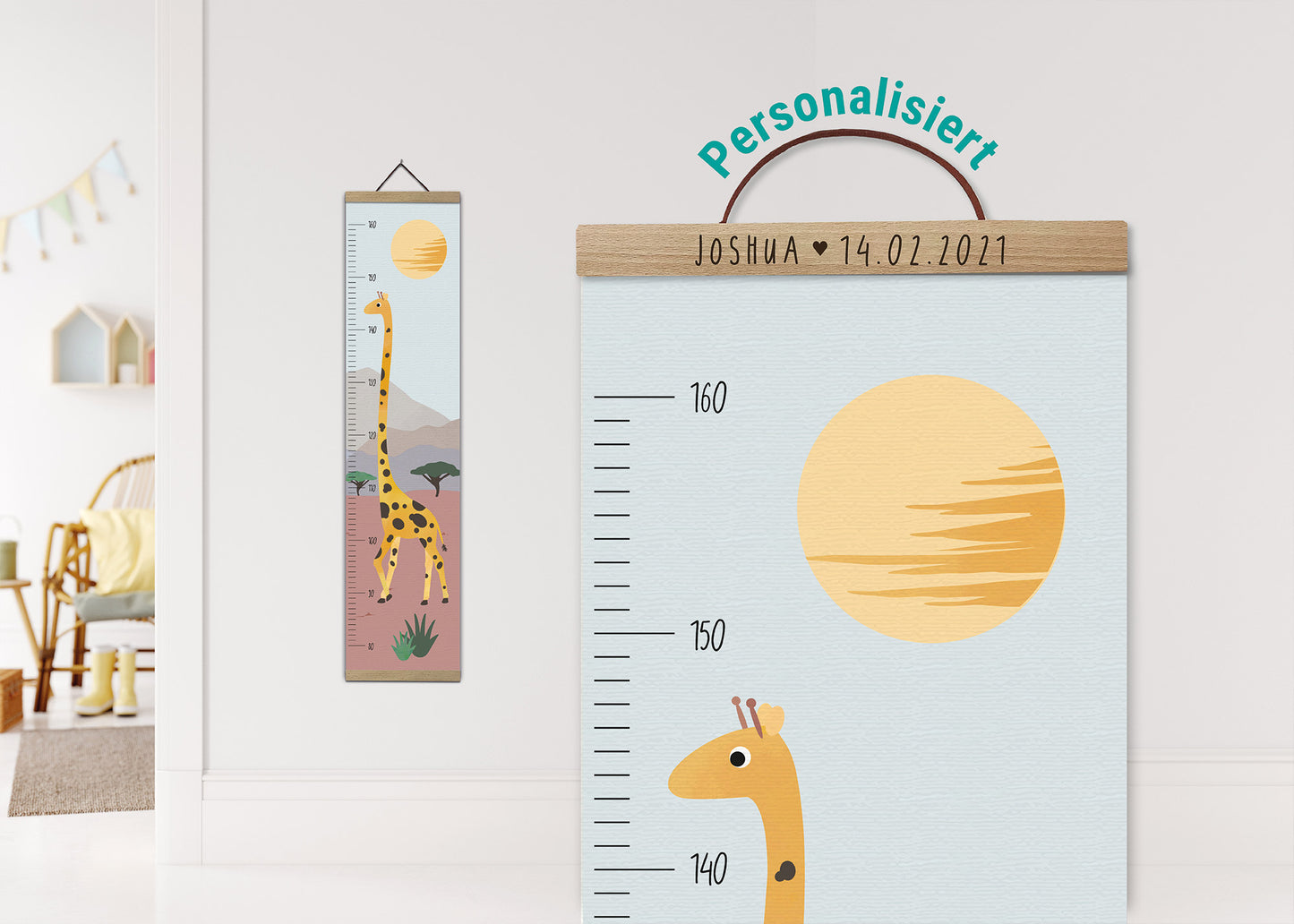 Personalisierte Messlatte für Kinder / Giraffe / Geschenk zur Geburt, Geburtstag, Taufe