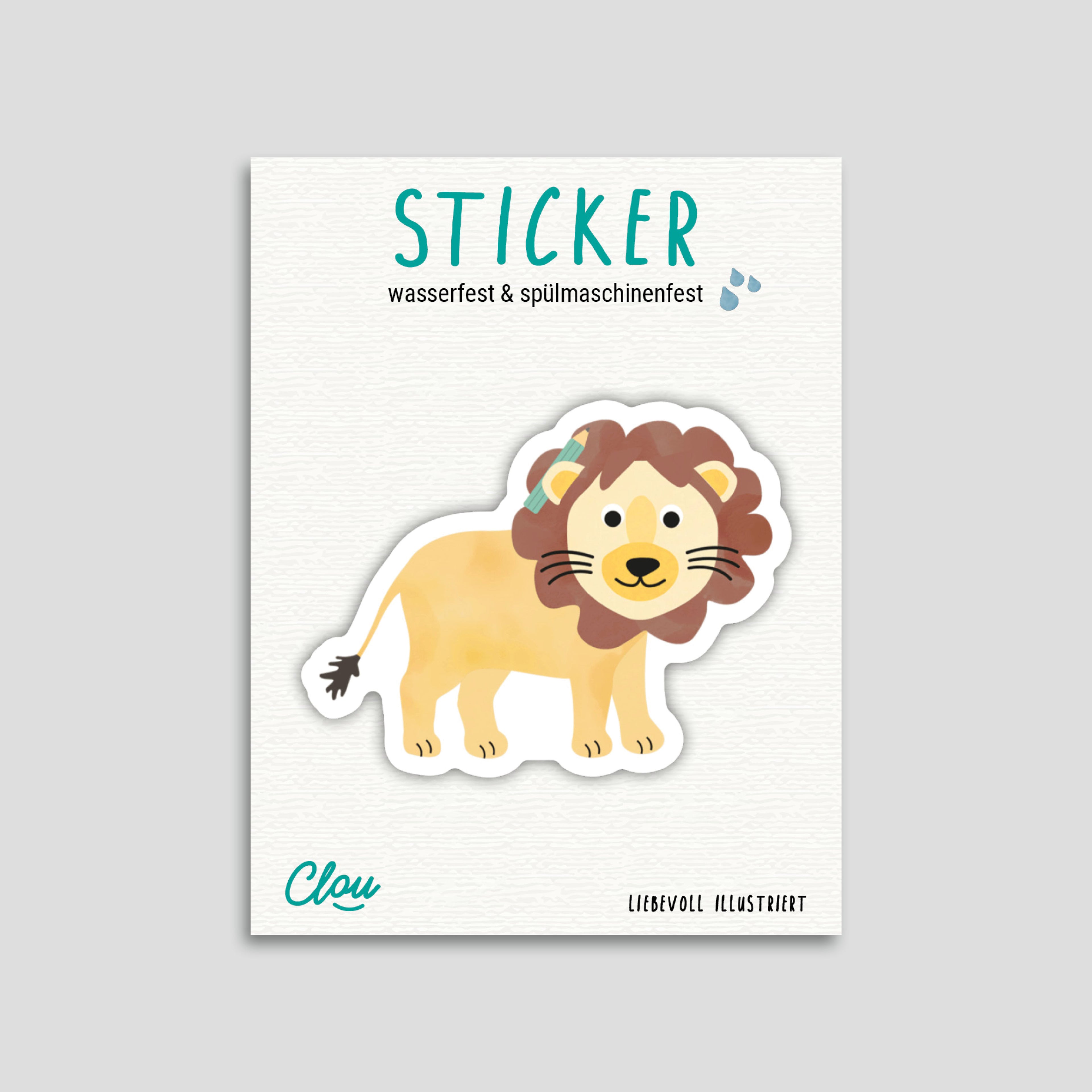 Sticker mit Löwen-Motiv – robust, wasser- und spülmaschinenfest – ideal für Kinderflaschen, Brotdosen und mehr – liebevoll gestaltet von byClou