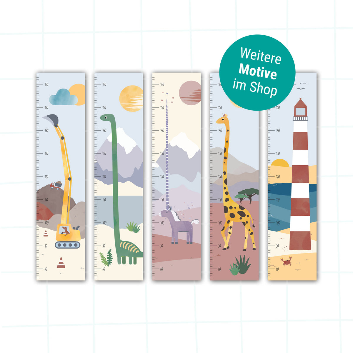 Kindermesslatte Dinosaurier illustriert byClou