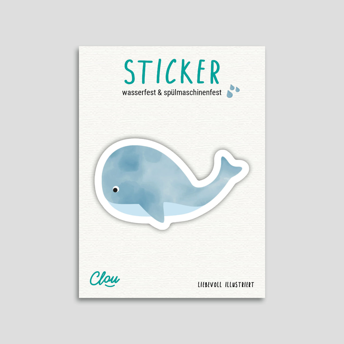 Sticker mit Wal-Motiv – wasser- und spülmaschinenfest, perfekt für Brotdosen, Trinkflaschen und andere glatte Oberflächen – liebevoll illustriert von byClou
