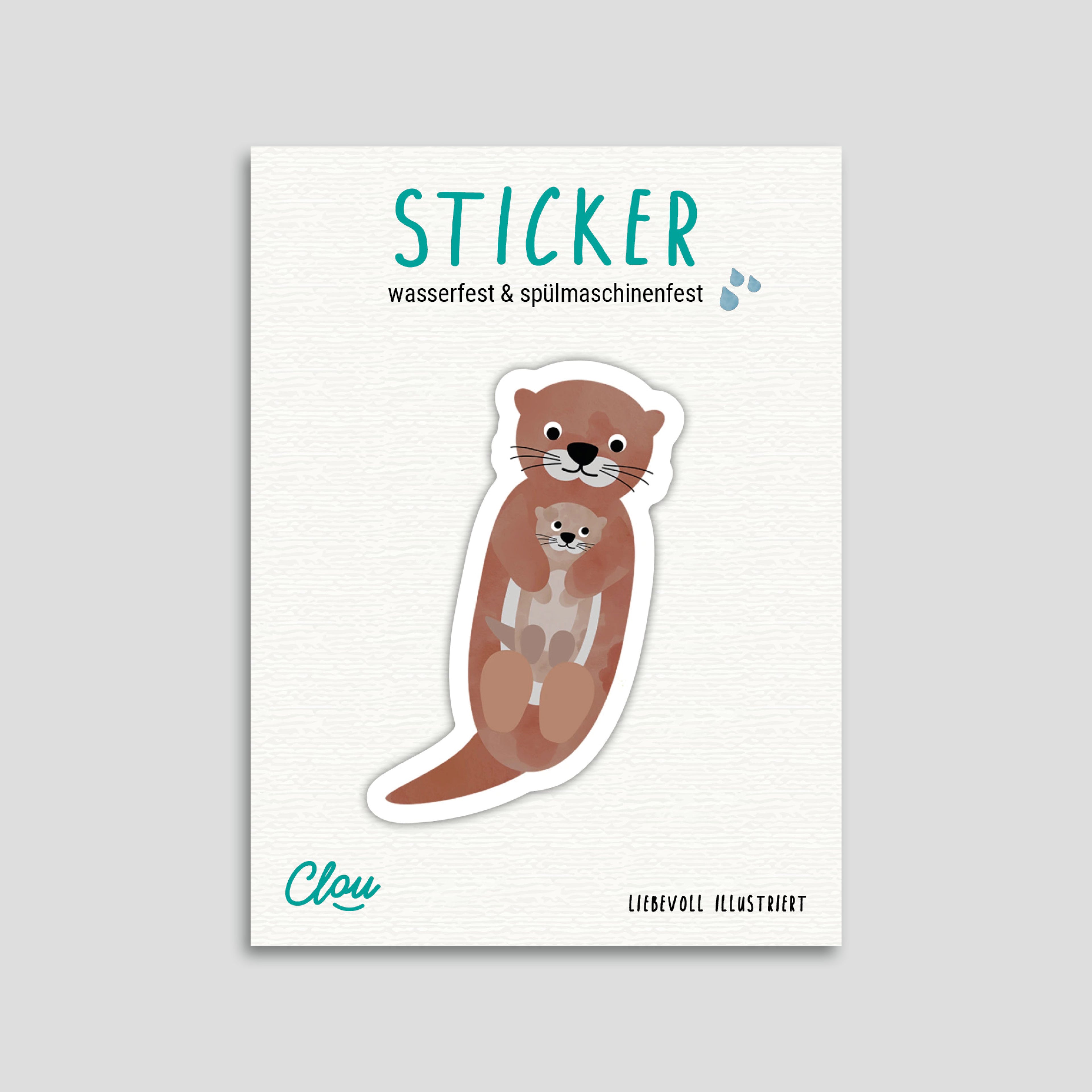Niedlicher Otter-Sticker mit Schwimmring, spülmaschinenfest und wasserfest – ideal für Kindertrinkflaschen, Brotdosen und mehr. Liebevolles byClou Design für kleine Tierfreunde.