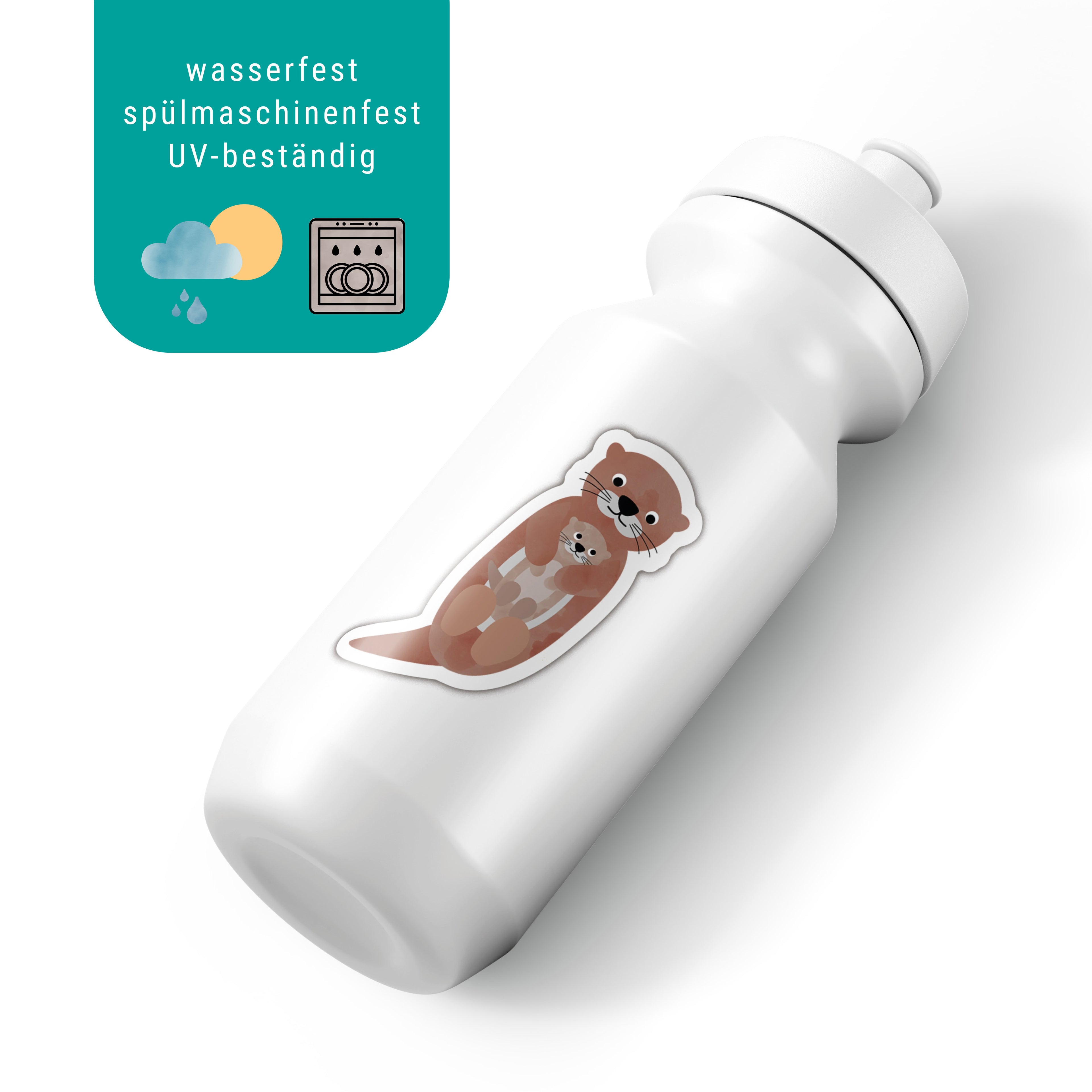 Niedlicher Otter-Sticker mit Schwimmring, spülmaschinenfest und wasserfest – ideal für Kindertrinkflaschen, Brotdosen und mehr. Liebevolles byClou Design für kleine Tierfreunde.