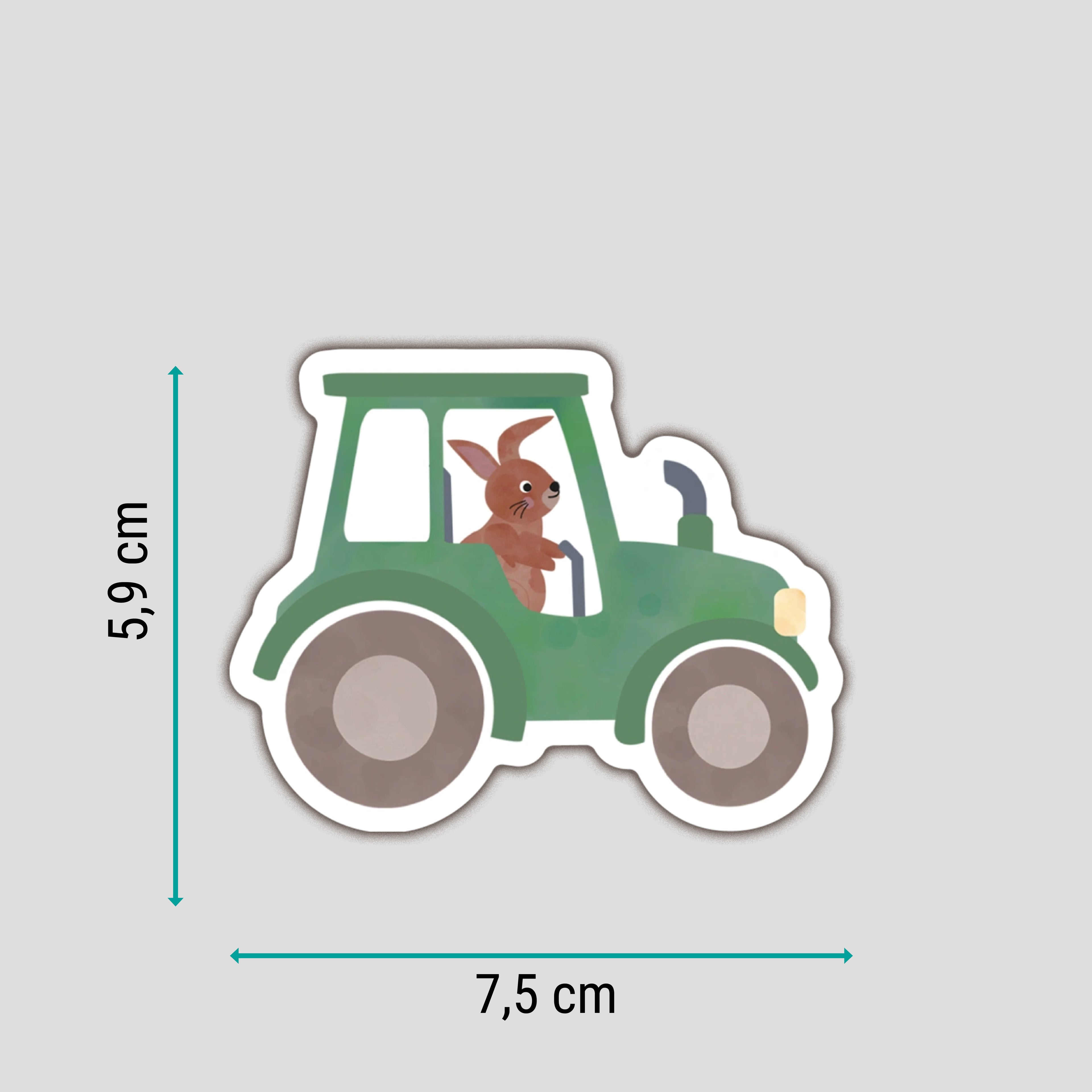 Bunter Traktor-Sticker mit freundlichem Gesicht, spülmaschinenfest und wasserfest – perfekt für Brotdosen, Trinkflaschen und mehr. byClou Design für kleine Fahrzeug-Fans