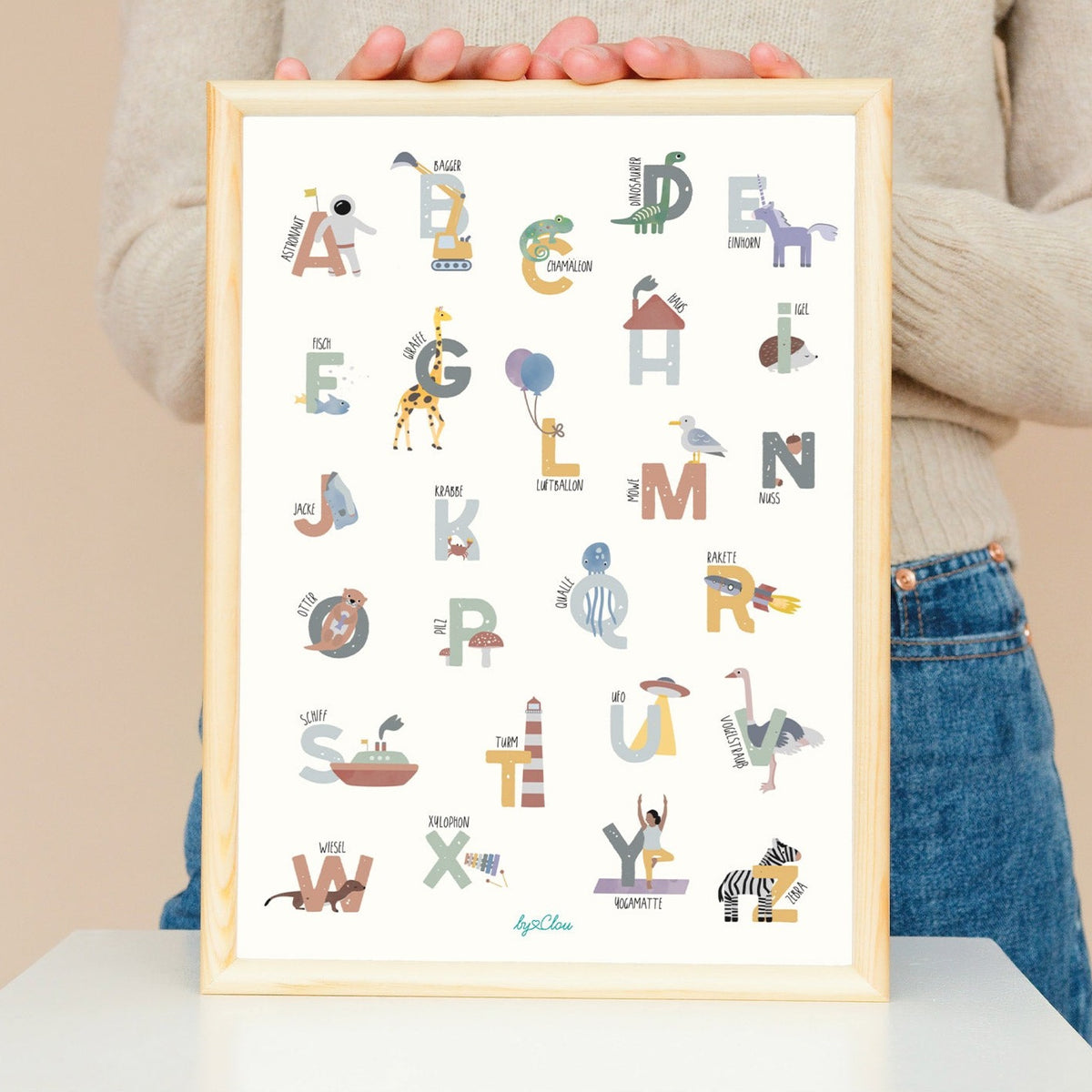 Poster ABC, Buchstabenposter Tiere & Gegenstände illustriert Kinderzimmer byClou