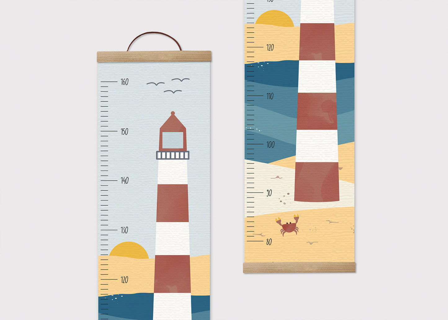 Personalisierte Messlatte für Kinder / Leuchtturm, Nordsee