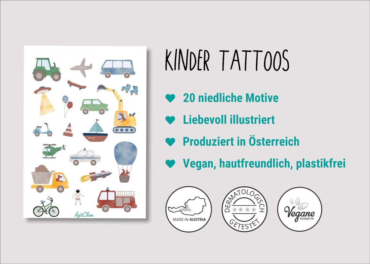 Kindertattoos Fahren&Fliegen temporär byClou