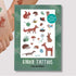 Bogen mit temporären Kindertattoos im Waldtiere-Design – mit liebevoll illustriertem Fuchs, Igel, Reh, Eichhörnchen und weiteren Waldbewohnern. Perfekt für Kindergeburtstage oder als kleines Mitbringsel.