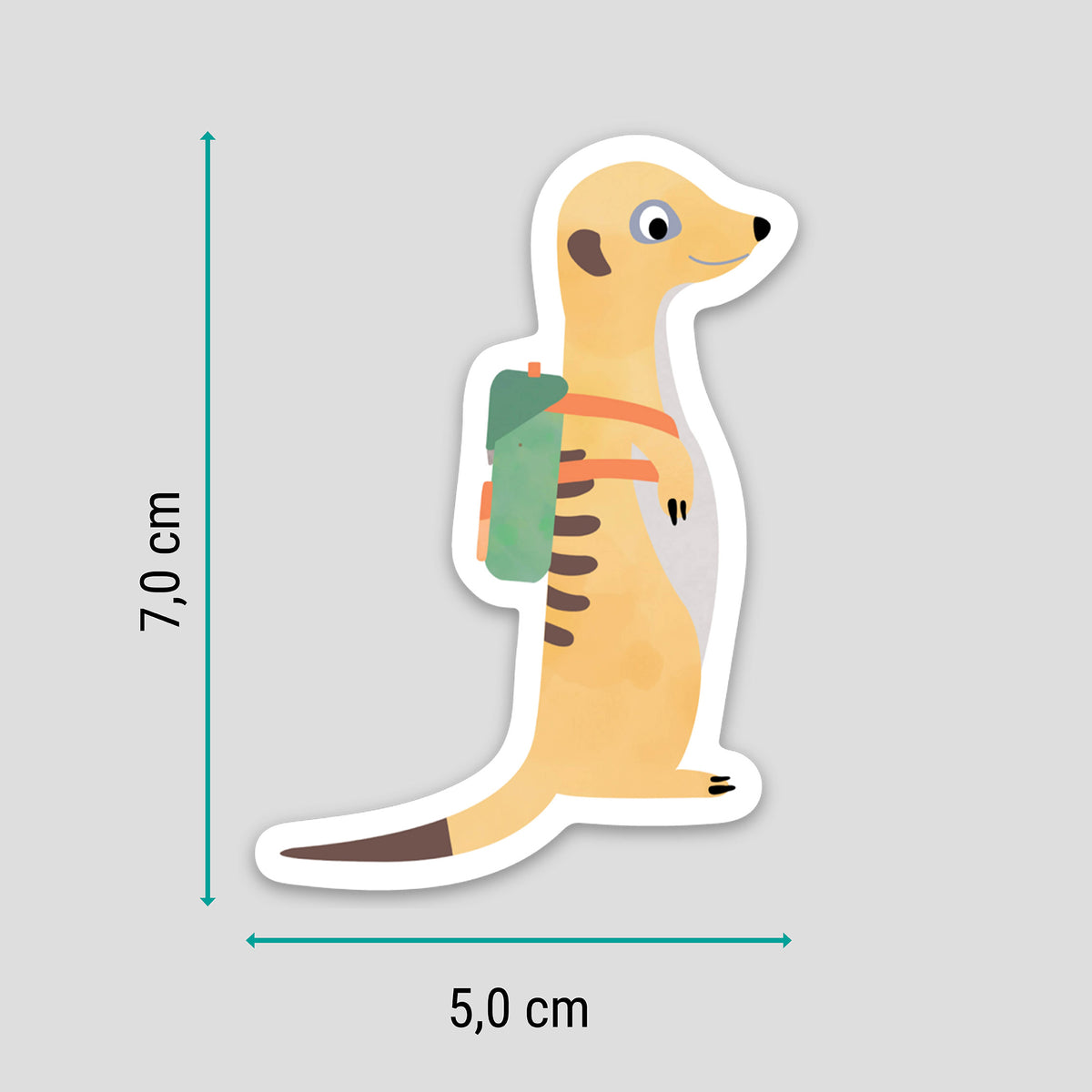 Lustiger Erdmännchen-Sticker, spülmaschinenfest und wasserfest – ideal für Brotdosen, Trinkflaschen und andere Alltagsbegleiter. Liebevoll illustriert