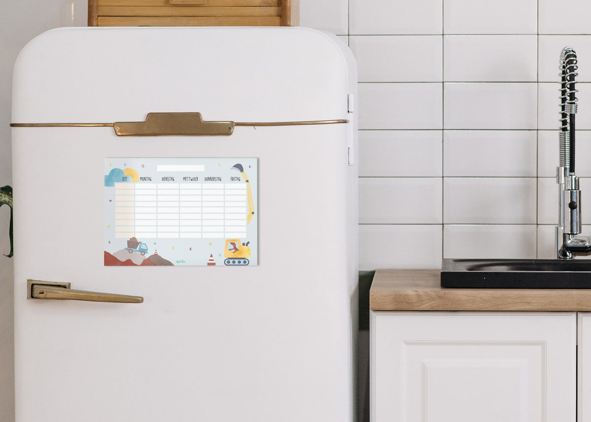 Stundenplan Bagger magnetisch abwischbar Kinder byClou