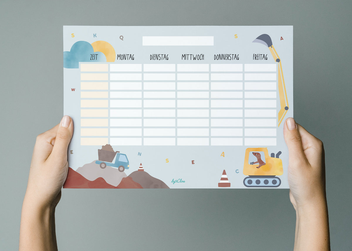 Stundenplan Bagger magnetisch abwischbar Kinder byClou