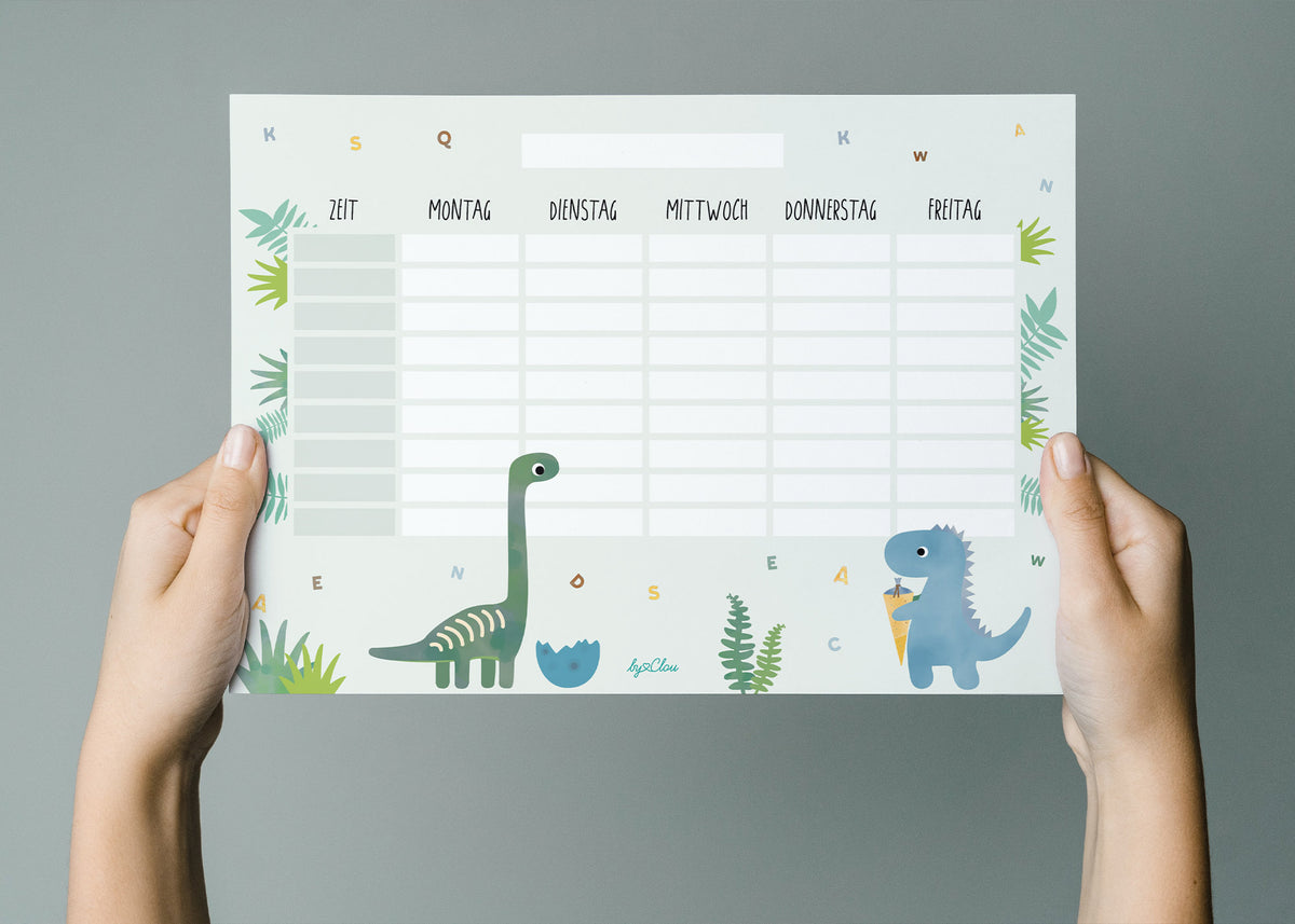 Stundenplan Dinosaurier magnetisch abwischbar Kinder byClou