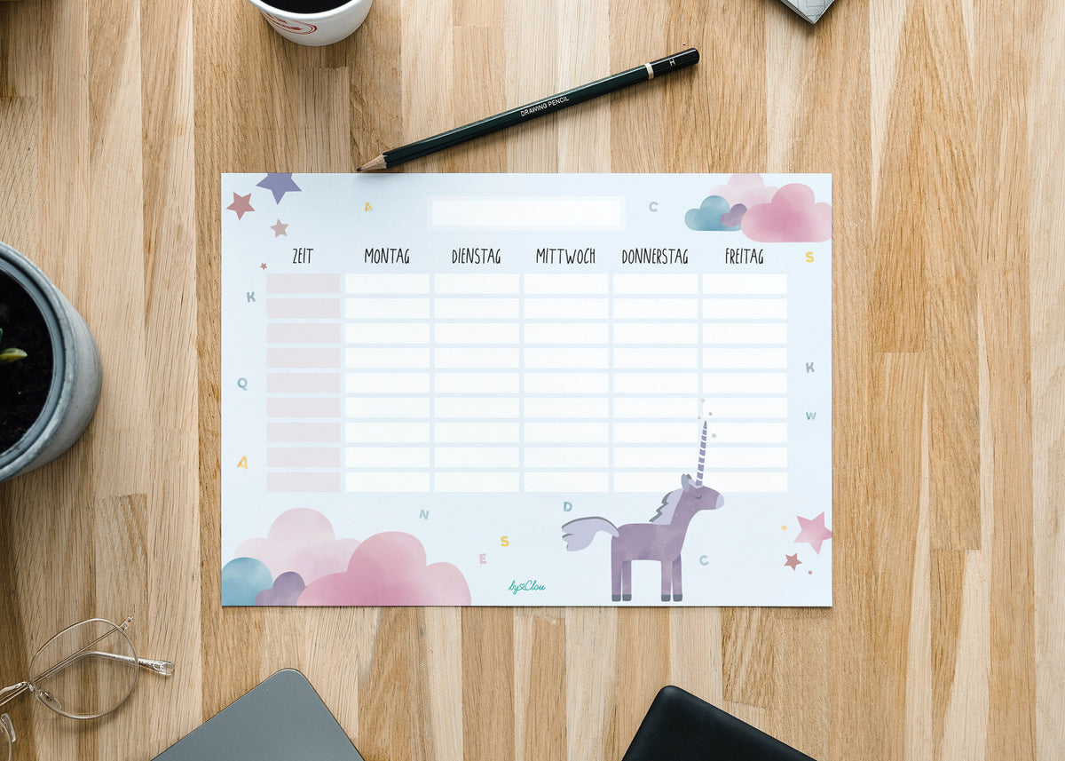 Stundenplan Einhorn magnetisch abwischbar Kinder byClou