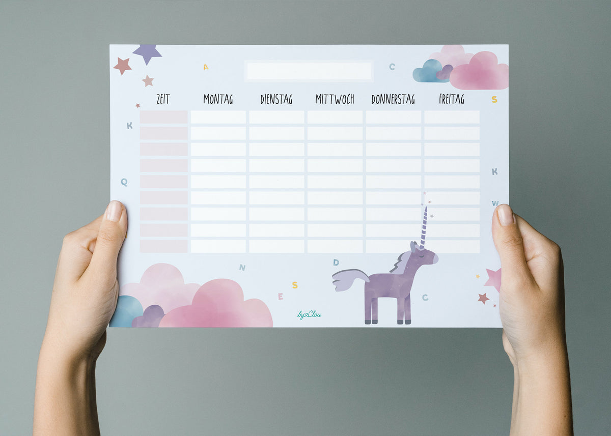 Stundenplan Einhorn magnetisch abwischbar Kinder byClou