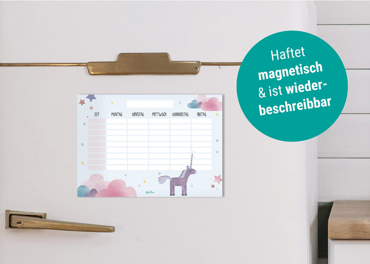 Stundenplan Einhorn magnetisch abwischbar Kinder byClou