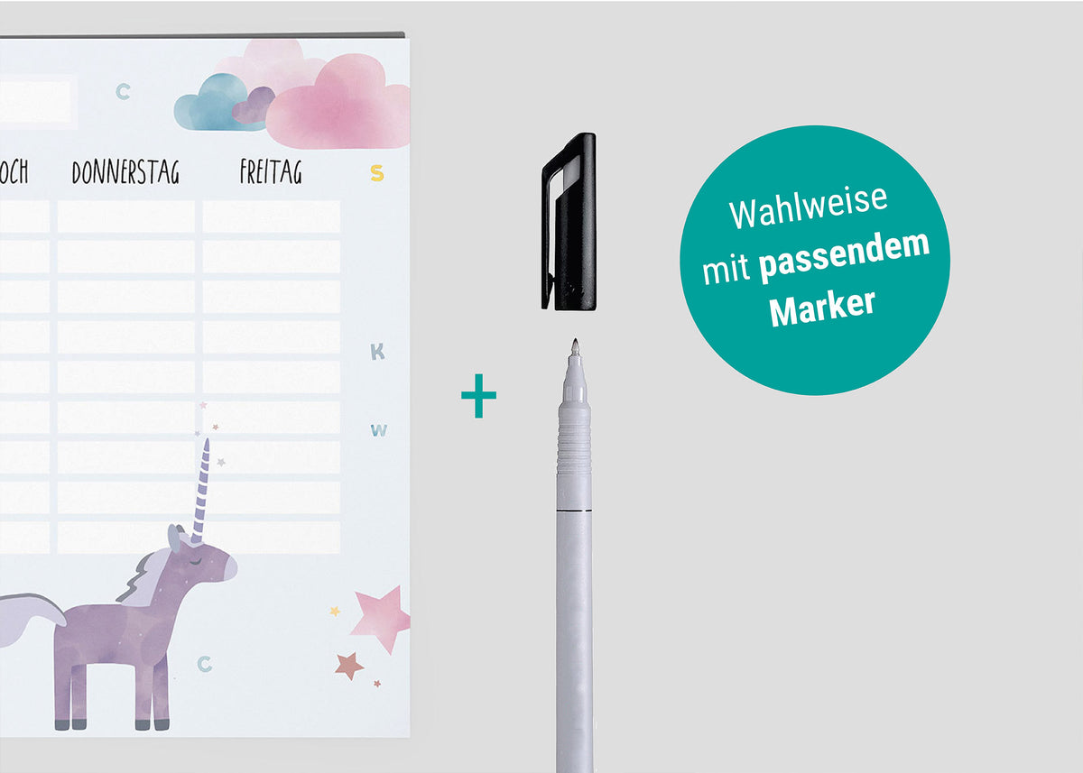 Stundenplan Einhorn magnetisch abwischbar Kinder byClou