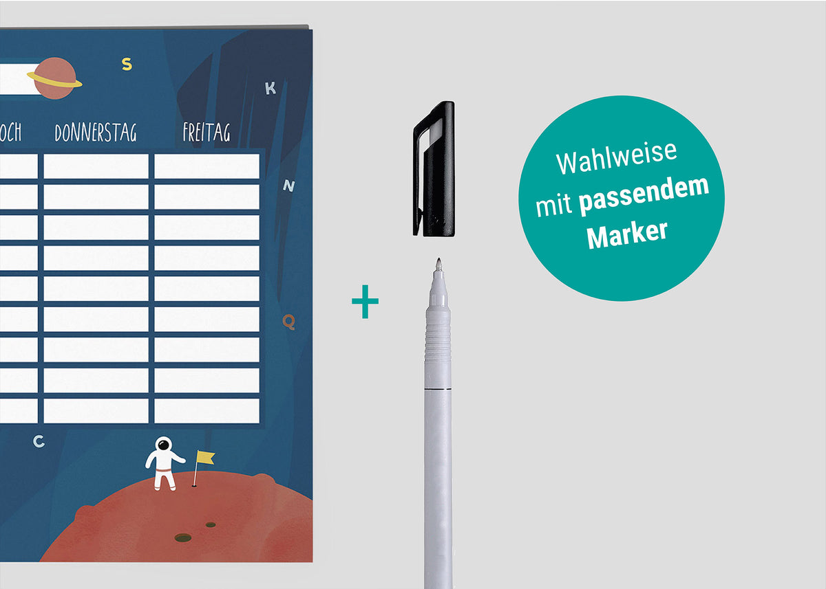 Stundenplan Weltraum magnetisch abwischbar Kinder byClou