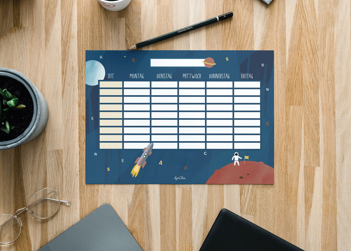 Stundenplan Weltraum magnetisch abwischbar Kinder byClou