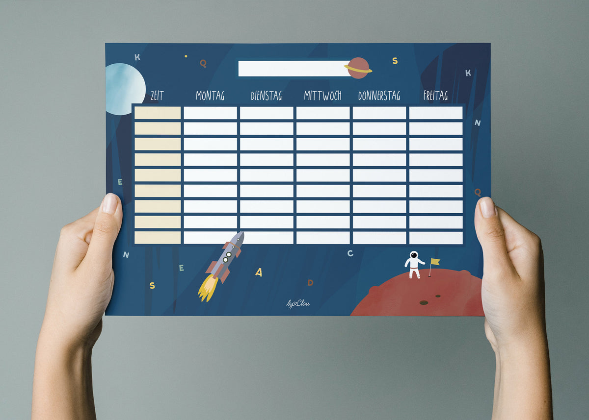 Stundenplan Weltraum magnetisch abwischbar Kinder byClou