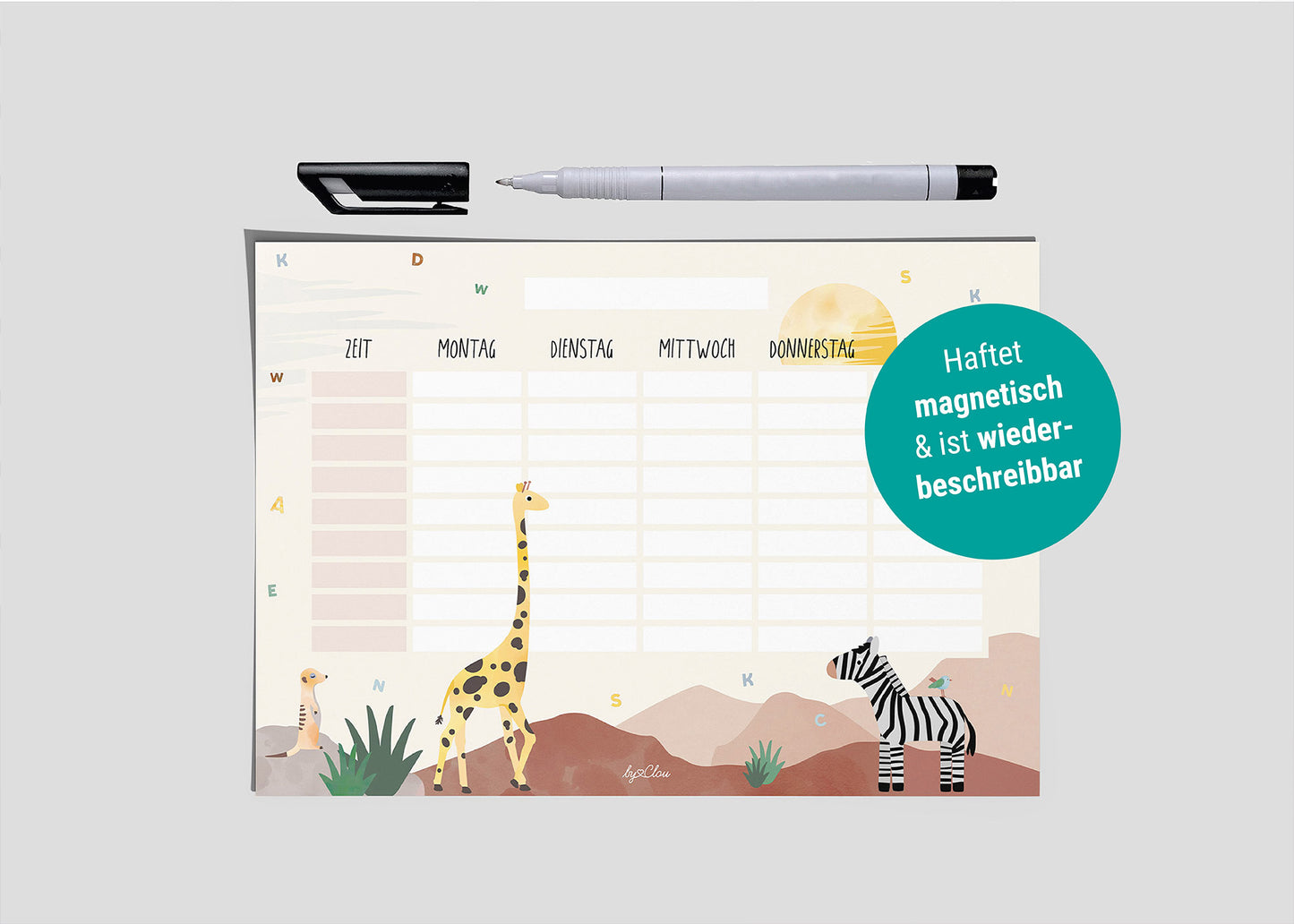 Stundenplan Safari-Tiere