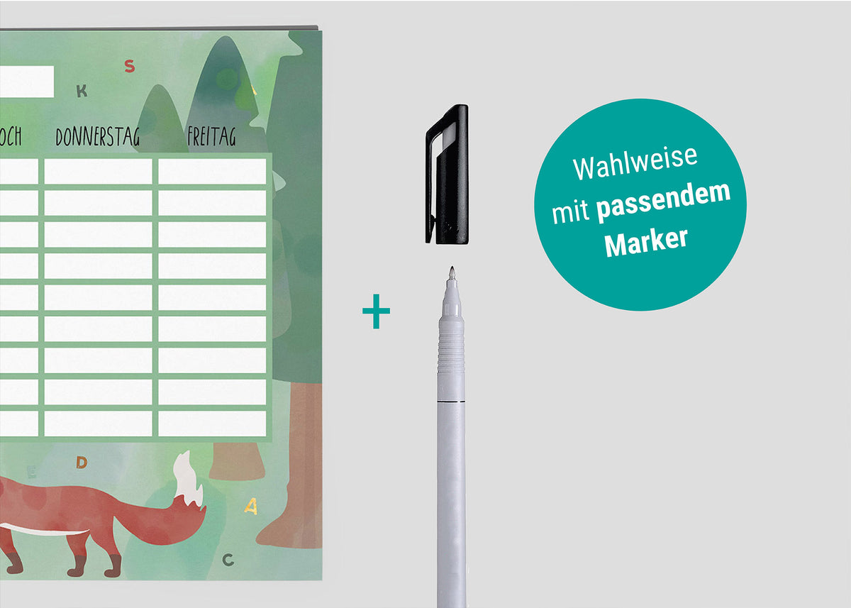 Stundenplan Waldtiere magnetisch abwischbar Kinder byClou