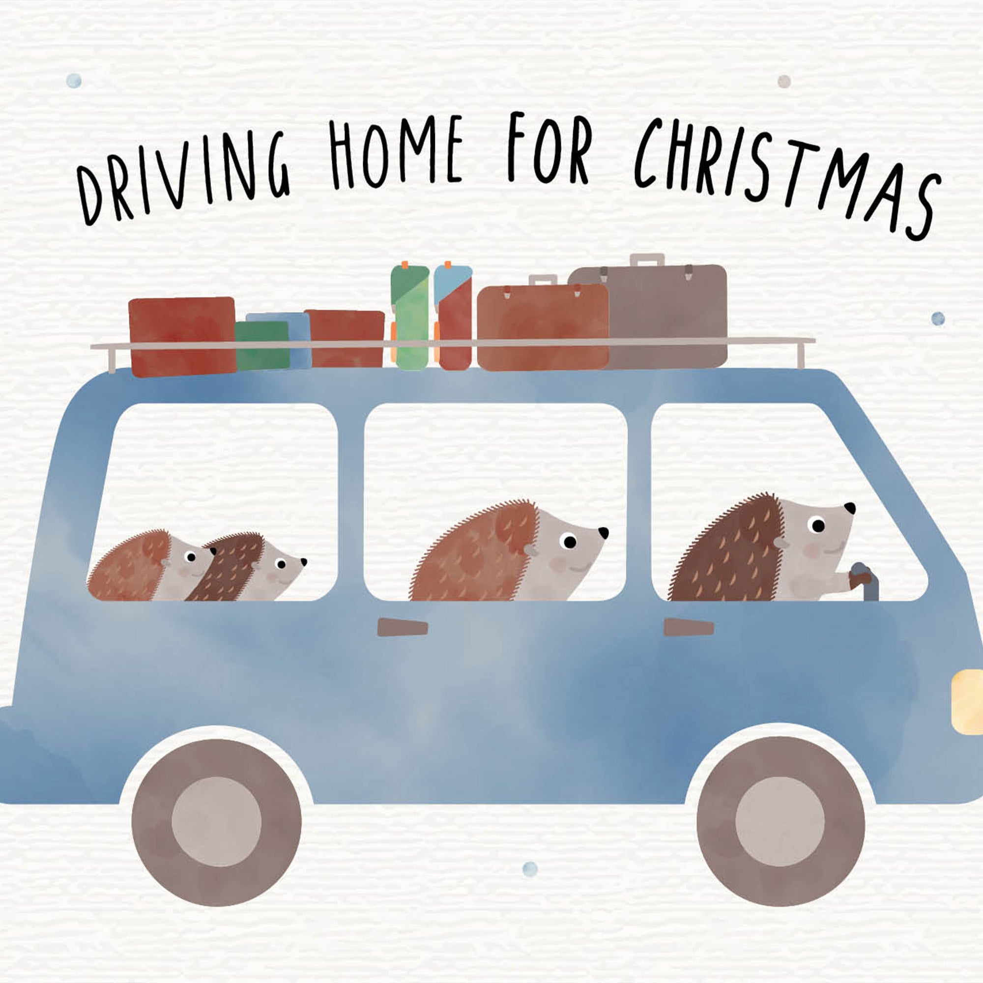 Karte - Igel-Familie "Driving home for Christmas"