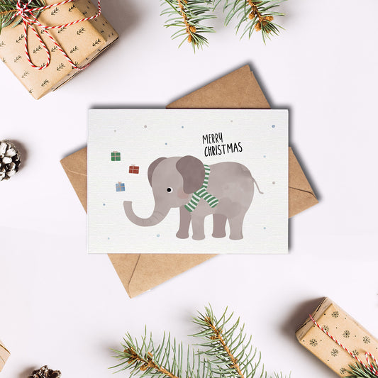 Karte - Elefant "Frohe Weihnachten"