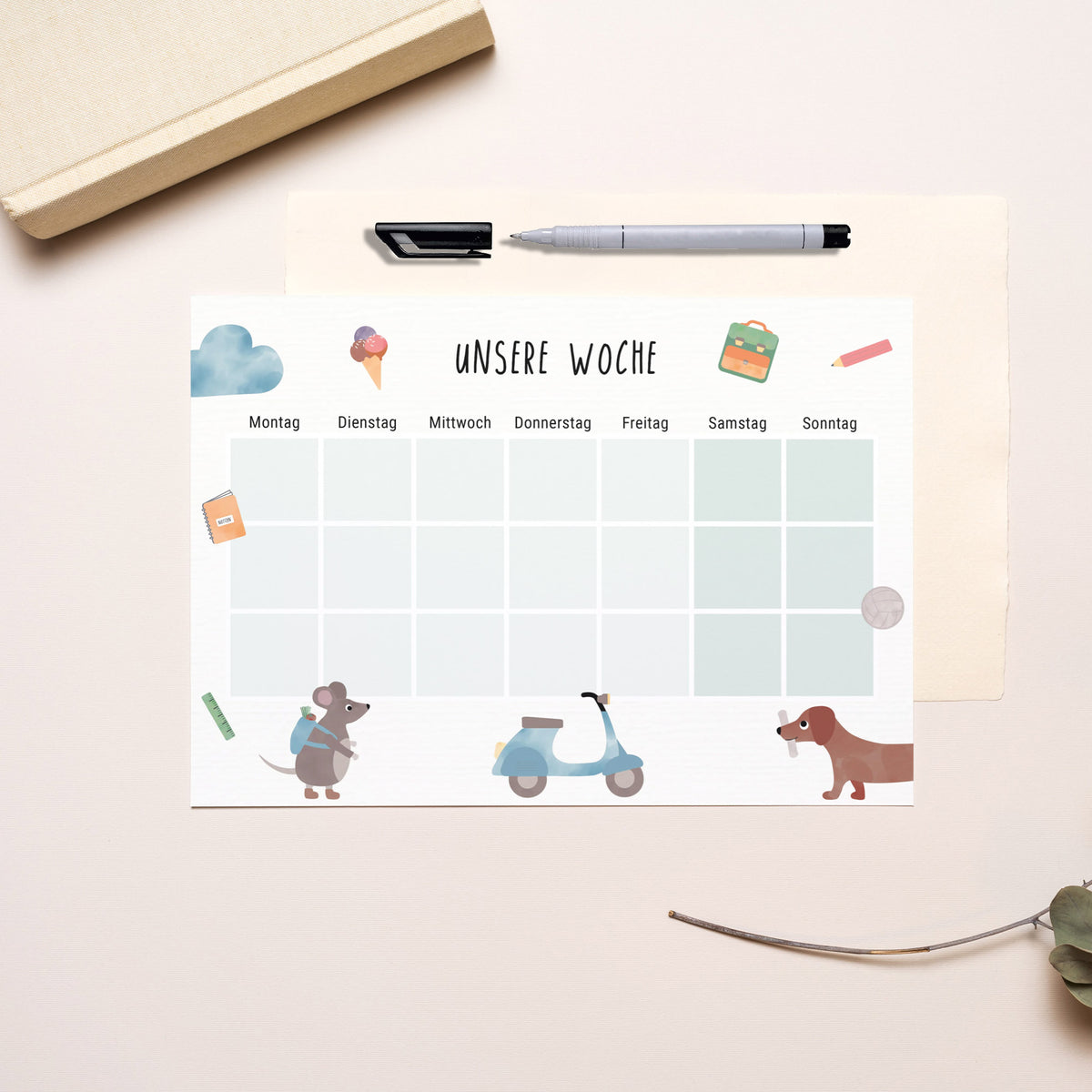 Wochenplan magnetisch abwischbar illustriert byClou