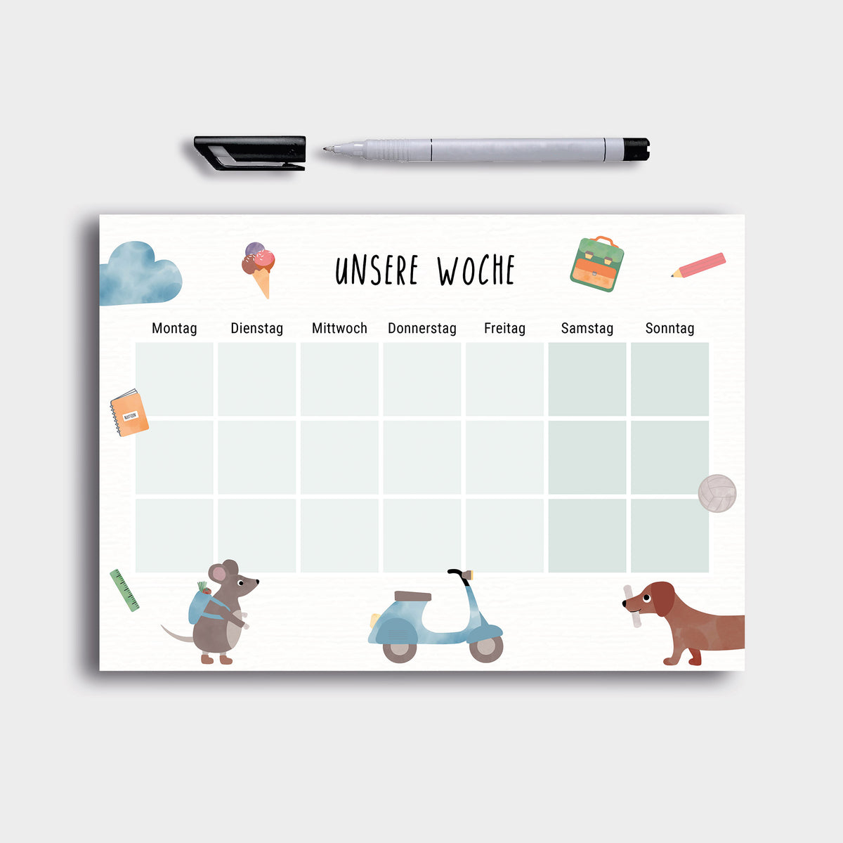 Wochenplan magnetisch abwischbar illustriert byClou