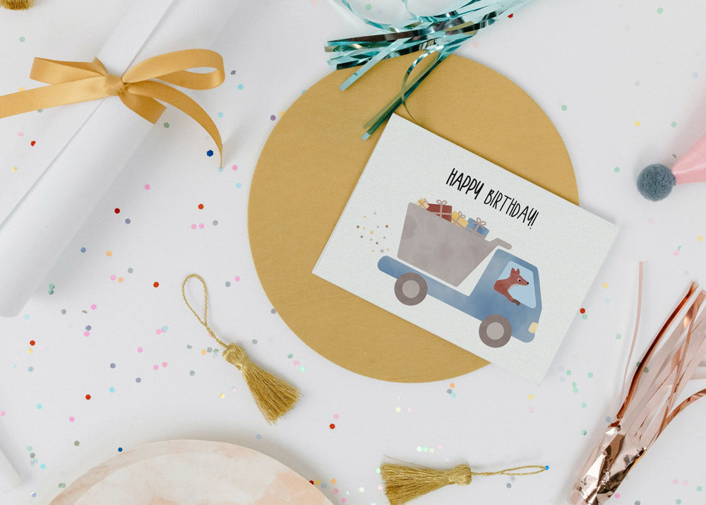 Karte - Baustellen Fuchs "Happy Birthday"