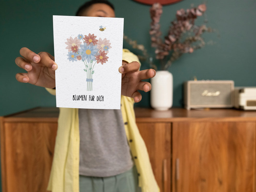 Samenpapier Karte Blumen Biene Blumen für dich pflanzbar nachhaltig byClou