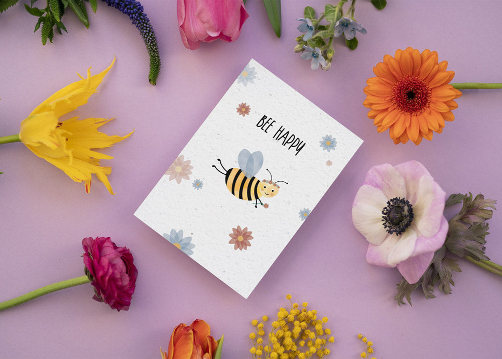 Samenpapier Karte Biene Bee Happy pflanzbar nachhaltig byClou