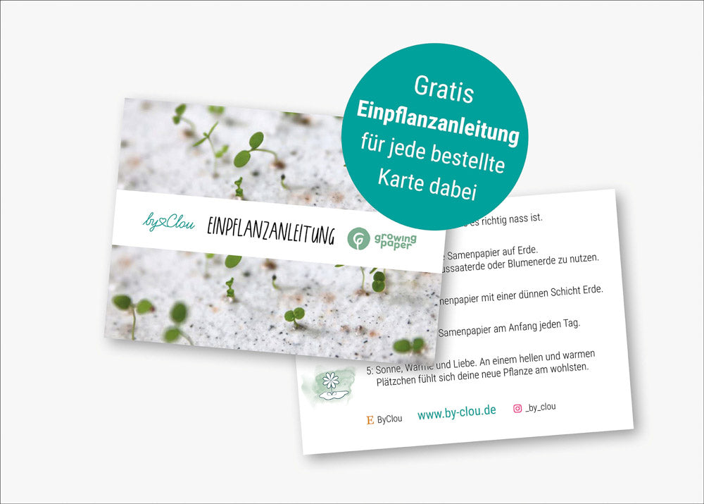 Samenpapier Karte Biene Marienkäfer Viel Glück pflanzbar nachhaltig byClou
