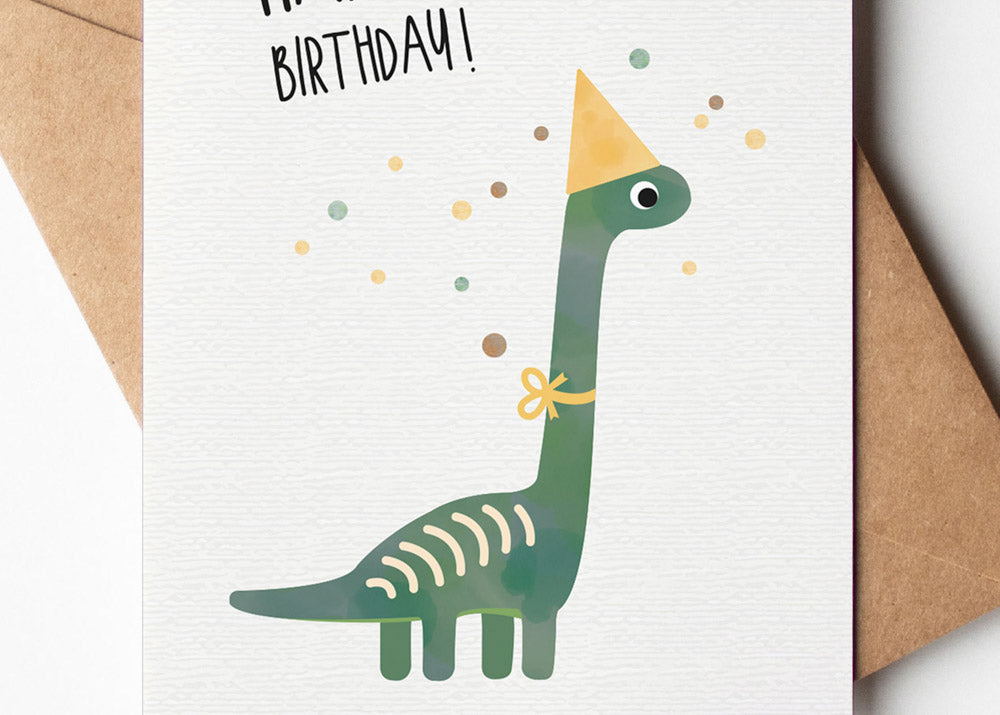 Grußkarte Dino Happy Birthday illustriert byClou