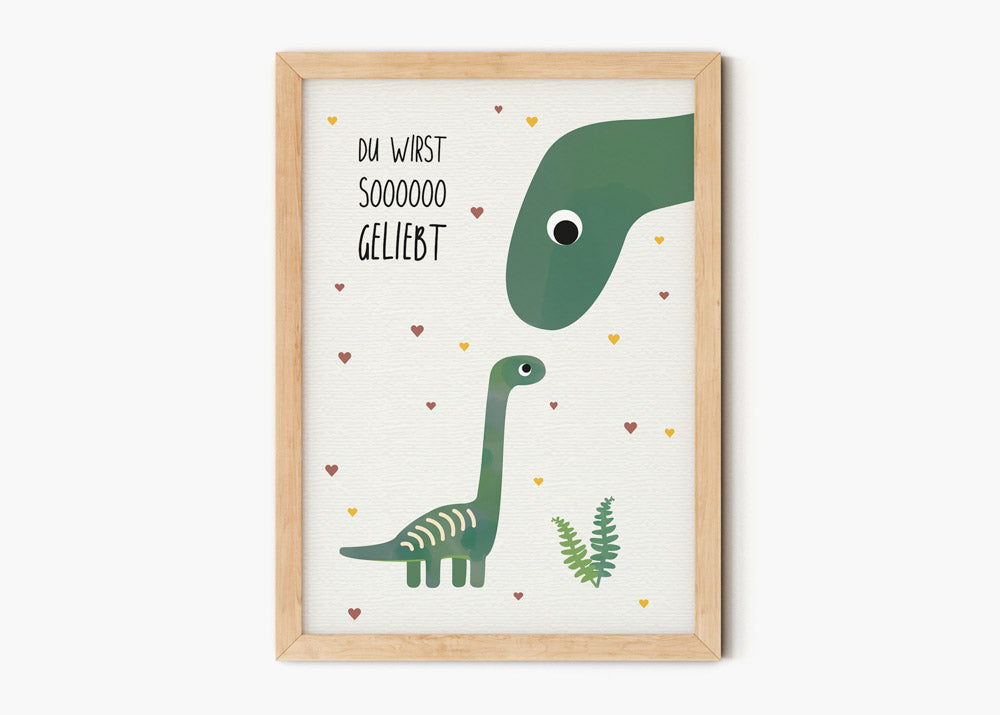 Poster Dino Geliebt illustriert Kinderzimmer byClou