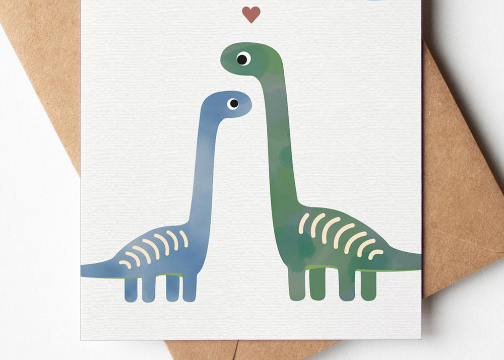 Grußkarte Dino I love you to the moon illustriert byClou