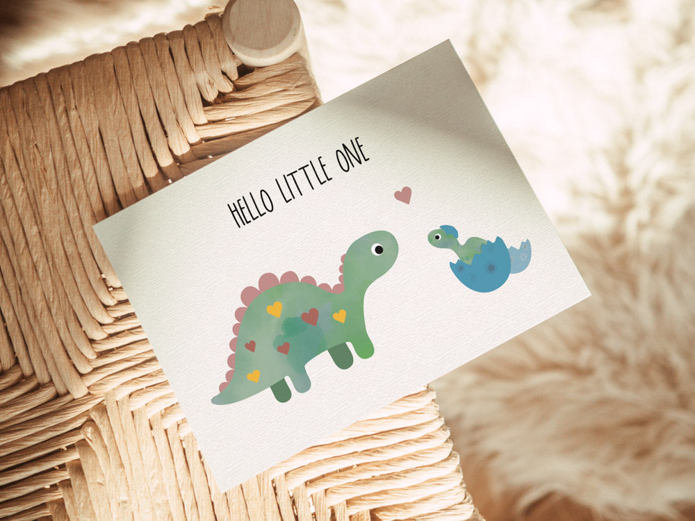 Grußkarte Dino hello little one illustriert byClou