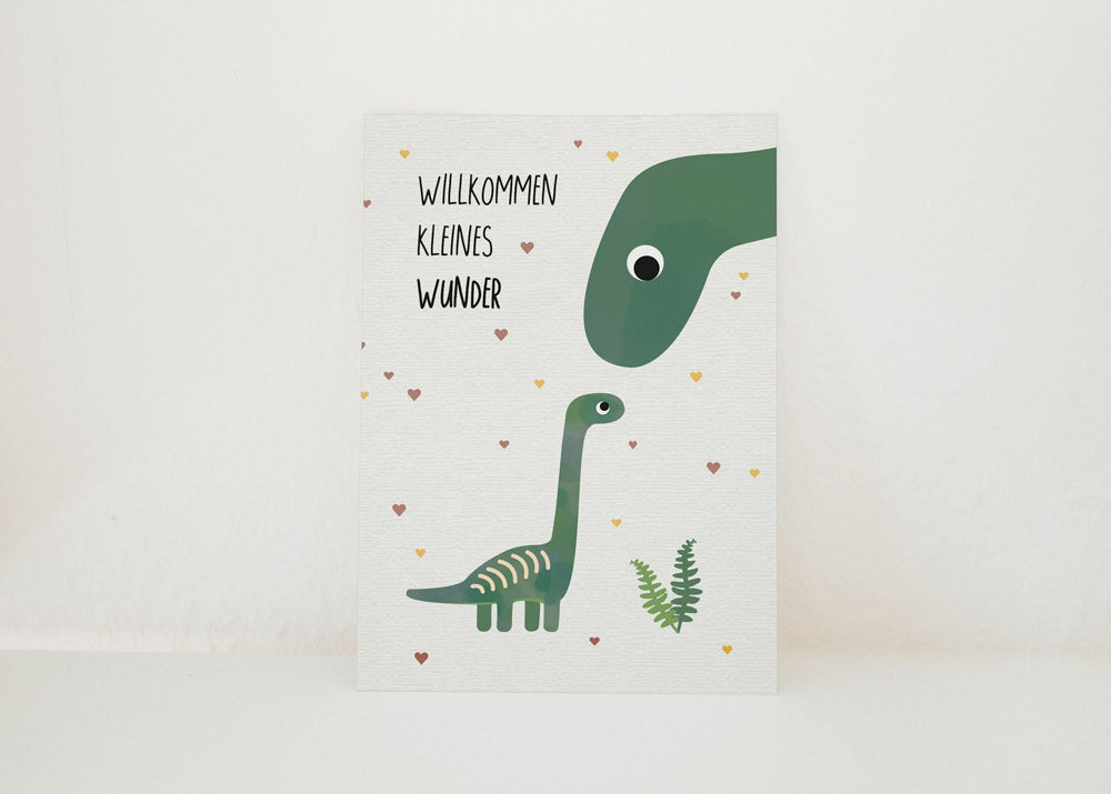 Postkarte – Dino “Willkommen kleines Wunder”