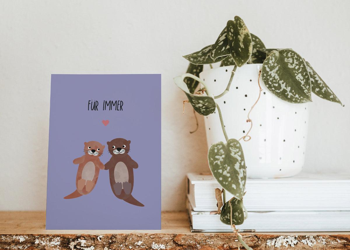 Grußkarte Otter Liebe Für immer illustriert byClou