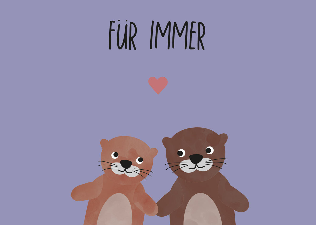 Grußkarte Otter Liebe Für immer illustriert byClou