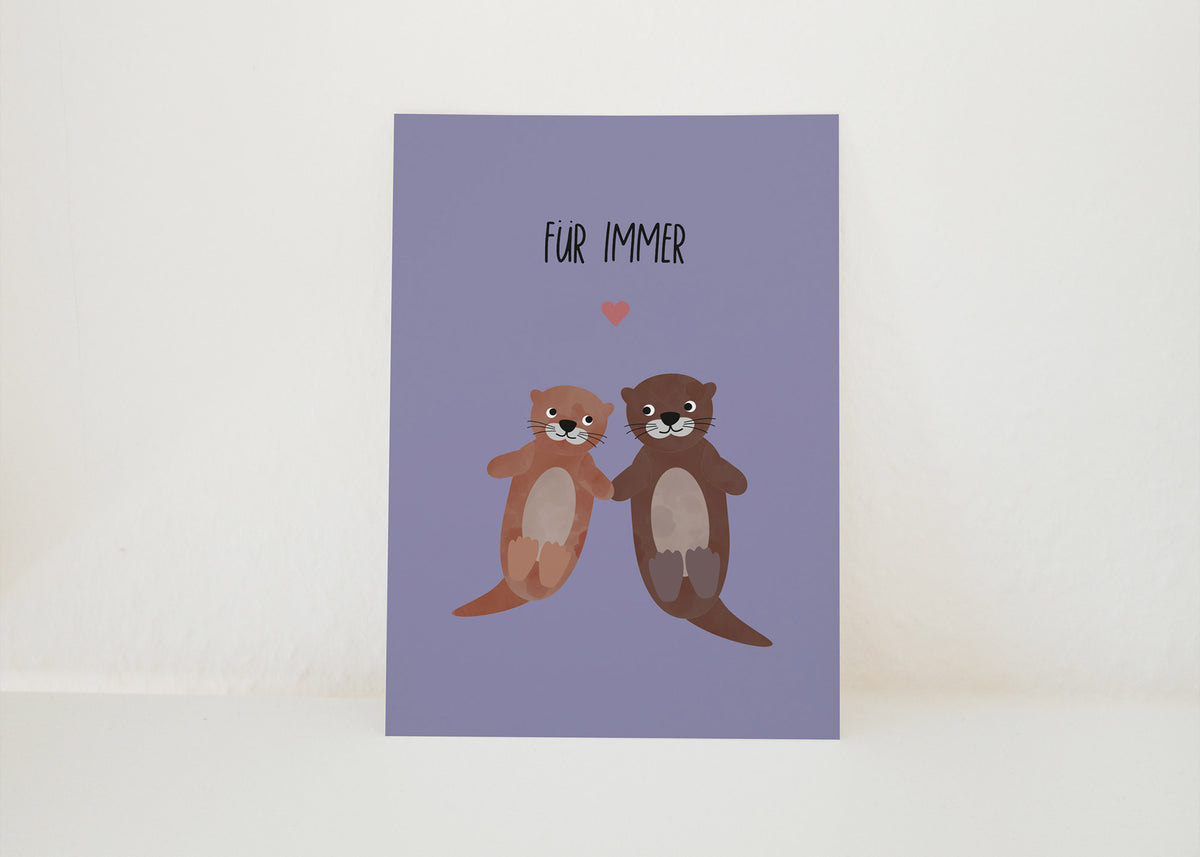Grußkarte Otter Liebe Für immer illustriert byClou